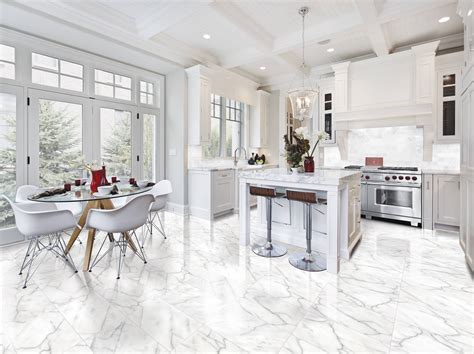White Marble Tile Floor Kitchen Things In The Kitchen
