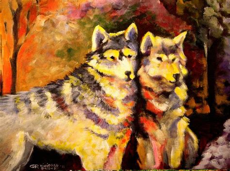 Wolf Couple Painting By Galina Red Pixels