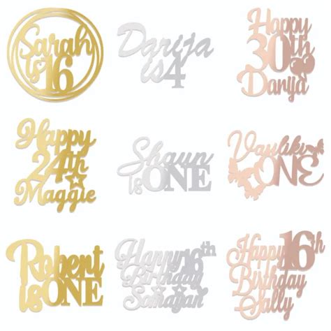 PERSONALISED CAKE TOPPERS Happy Birthday Acrylic Mirror Cake Topper Decoration PicClick UK