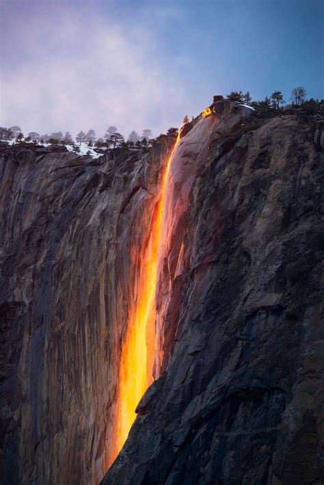 February Sunsets Create Firefall At Yosemites Horsetail Fall