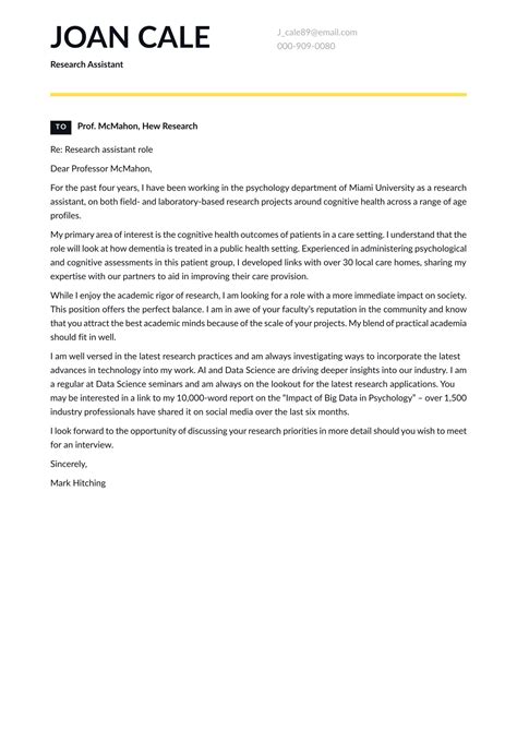 Research Assistant Cover Letter Examples And Expert Tips ·
