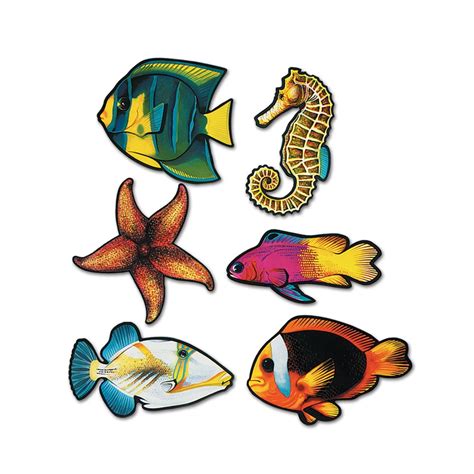 Beistle 55695 Packaged Fish Cutouts 1425 To 1675 6 Cutouts In