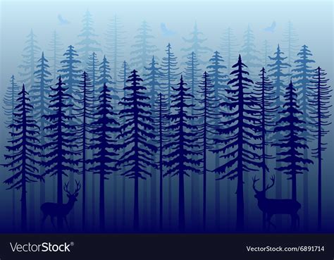 Blue Winter Forest Royalty Free Vector Image Vectorstock