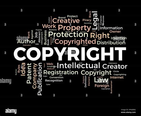 Word Cloud Background Concept For Copyright Intellectual Property Legal Trademark Owner Of