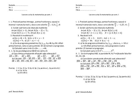 Model Teza Matematica Clasa 8 Sem 1
