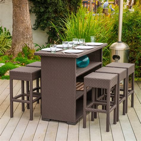 Wicker Outdoor Bar Setting Bar Outdoor Patio Furniture Set Stools