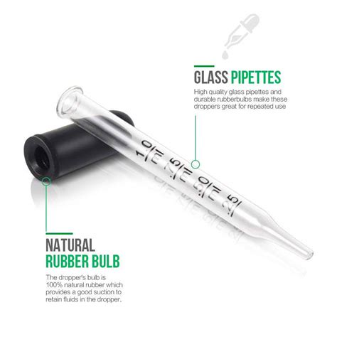 Glass Dropper Pipette 1ml Calibrated With Black Rubber Head Essential