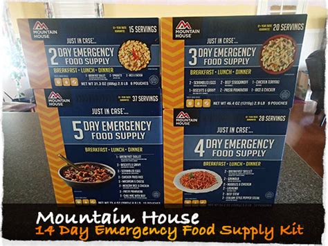 No high fructose corn syrup, trans fats, or msgeight food varieties in sealed pouches with oxygen absorbers or nitrogen flushed:◦ instant potatoes (30. Mountain House 14 Day Emergency Food Supply Kit ...