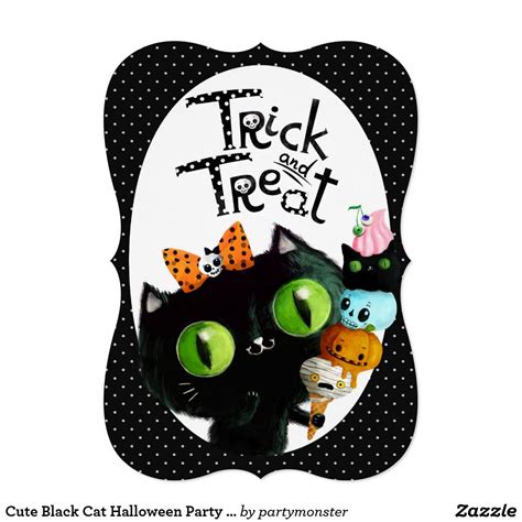 A Black Cat With Green Eyes Is In Front Of A Trick Or Treat Sign That