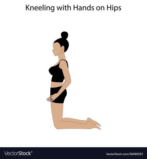 Kneeling With Hands On Hips Pose Yoga Workout Vector Image