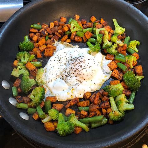 Healthacceptancebreakfast One Fried Egg Sweet Potato Hash Broccoli