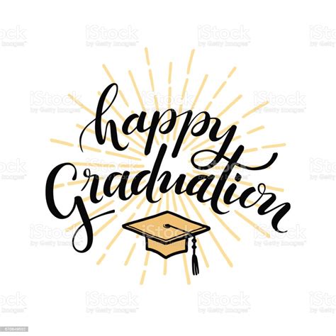 Happy Graduation Hand Drawn Lettering For Greeting Invitation Card