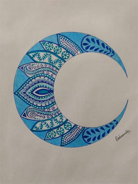 Moon Mandala Crescent Moon Mandala Drawing By Debannita Moon