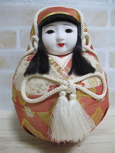 On Sale Vintage Handmade Traditional Round Hime Daruma Doll Real Silk