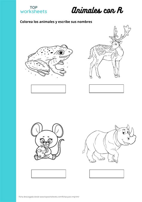 Colorea Animales Con R Ficha Para Imprimir Topworksheets