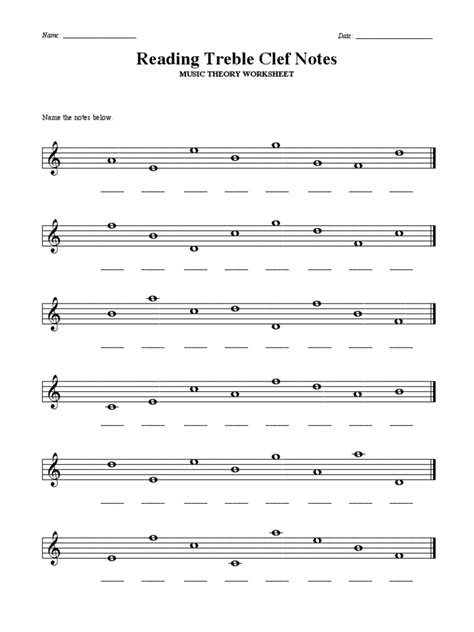 Reading Notes Worksheets Musical Compositions Pitch Music