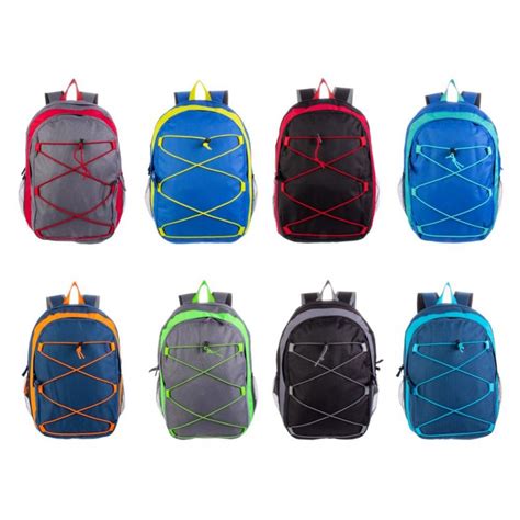 24 Wholesale 17 Bungee Wholesale Backpacks In 8 Assorted Colors At