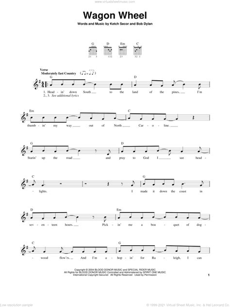 Wagon Wheel Sheet Music For Guitar Solo Chords PDF