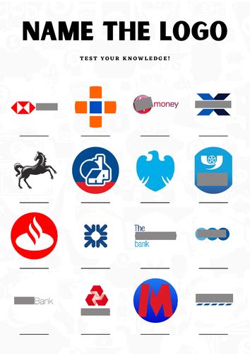 Banks And Financial Institutions Name The Logo Quiz Worksheet