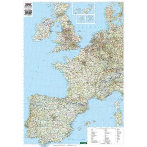 Western Europe Physical Paper Wall Map Rolled
