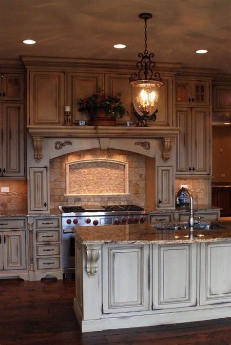 Antique white kitchen cabinets home design. 218 best Kitchen: Range Hoods/Mantels/Arches images on ...