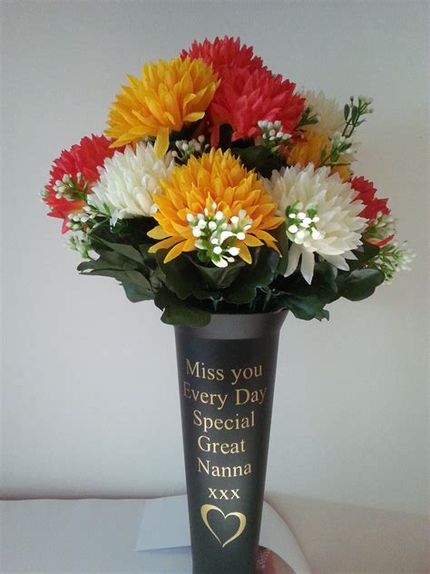 Black Personalised Grave Spike Vase Heart Design Flower Pots
