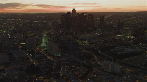 4k Stock Footage Aerial Video Of Approaching Los Angeles City Hall