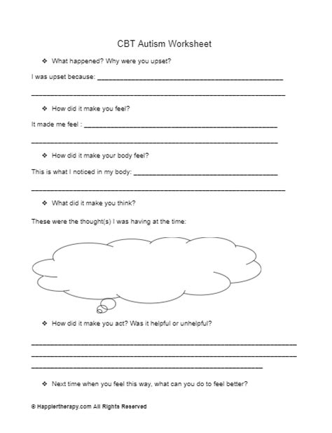 Cbt Autism Worksheet Happiertherapy