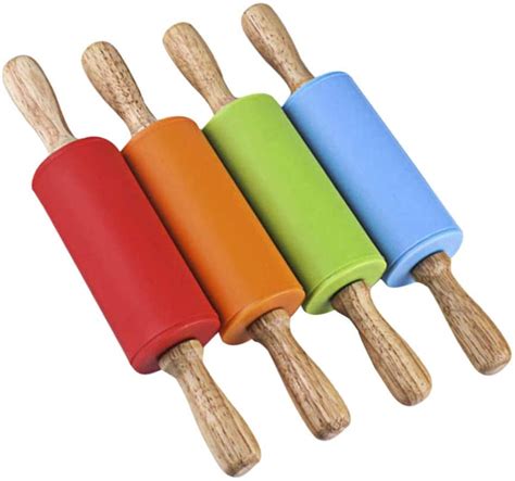 Mini Rolling Pin Kids Wooden Handle Rolling Pin Silicone Rolling Pins