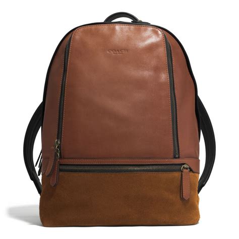 Coach Bleecker Traveler Backpack In Mixed Leather In Black For Men B4