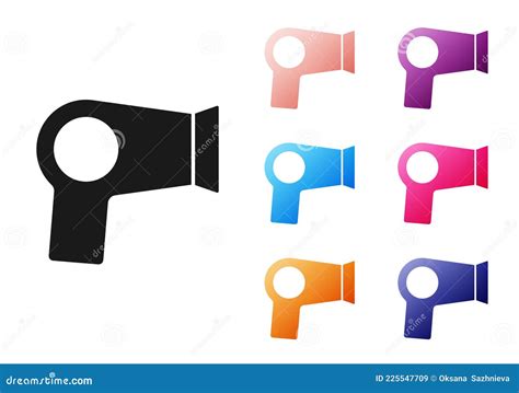 Black Hair Dryer Icon Isolated On White Background Hairdryer Sign Hair Drying Symbol Blowing