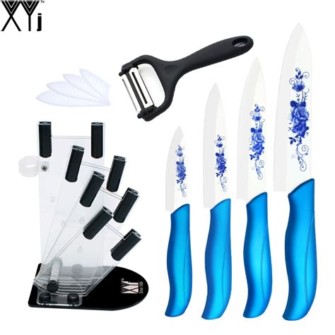 Xyj Flower Pattern White Blade Ceramic Knife Six Pcs Set 3 4 5 6