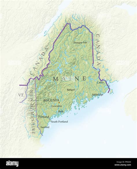 Map Of Maine Close Up Stock Photo Alamy
