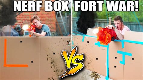 Worlds Biggest Box Fort Nerf War 1v1 Nerf Battle Youtube