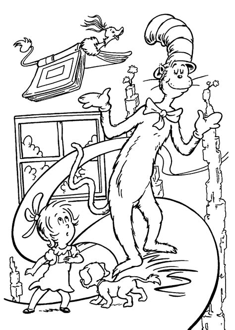 Free Coloring Pages Fish Cat In The Hat - Coloring Home