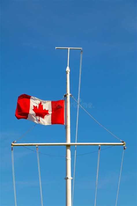 Canadian Flag On Ship In Halifax Stock Image Image Of Grass Blurred
