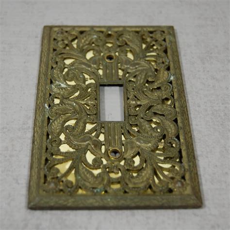 Decorative Light Switch Cover Plate Aged Brass Patina Cast