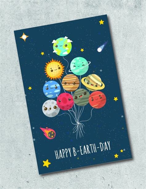 Space Birthday Greeting Card Physical Or Digital Download Etsy