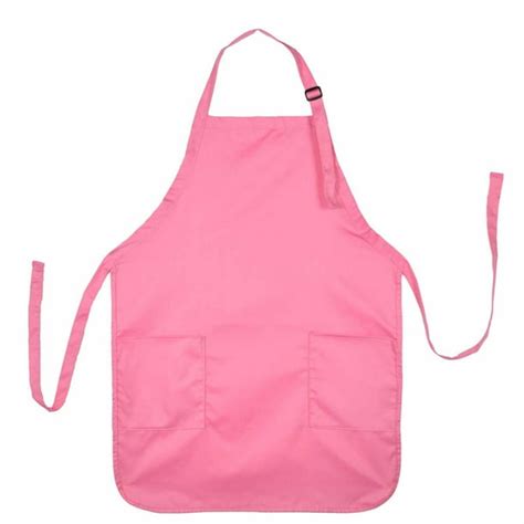 Dalix Apron Commercial Restaurant Home Bib Spun Poly Cotton Kitchen Aprons 2 Pockets In Pink