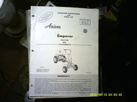 Ariens Emperor Tractor And Attachments Operating Instructions And Parts