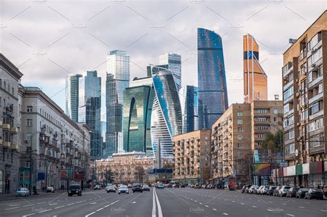 Landscape Of Moscow Architecture Combining Modern And Old Parts Of City