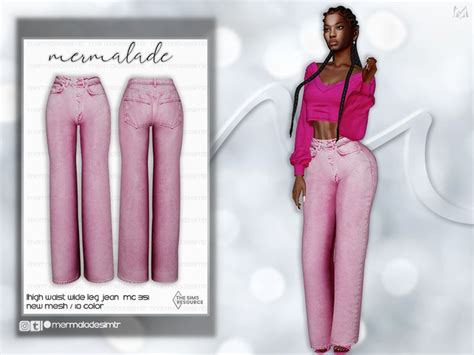 The Sims Resource High Waist Wide Leg Jeans Mc351 In 2022 High