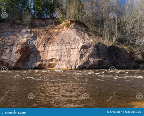 Charming Spring Landscape With Sandstone Cliffs On The River Bank Fast