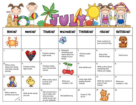 Summer Homework Calendar Homework Calendar Summer Homework