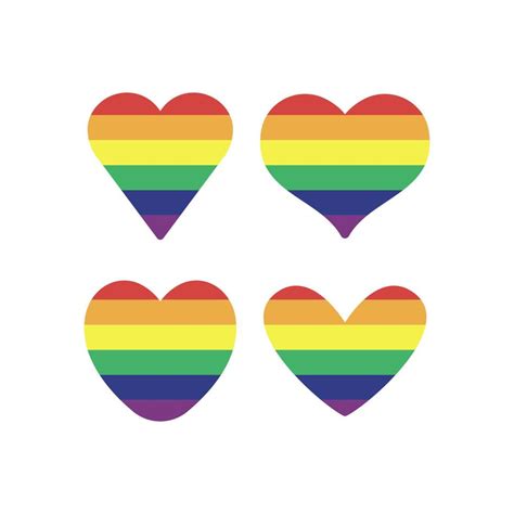 Lgbt Rainbow Flag In Hearts Shape Gay Lesbian Bisexual Trans Queer Pride Love Symbol Of