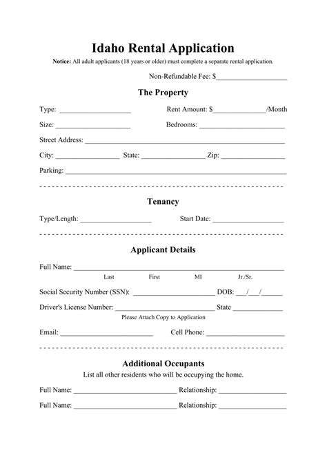 Idaho Rental Application Form Fill Out Sign Online And Download PDF Templateroller