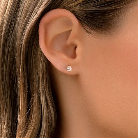 Mm Stud Earrings With Morganite In Ct Rose Gold