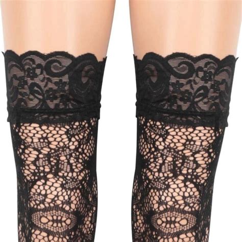 Cali Diamond Intimates And Sleepwear Sexy Black Fishnet Thigh Highs