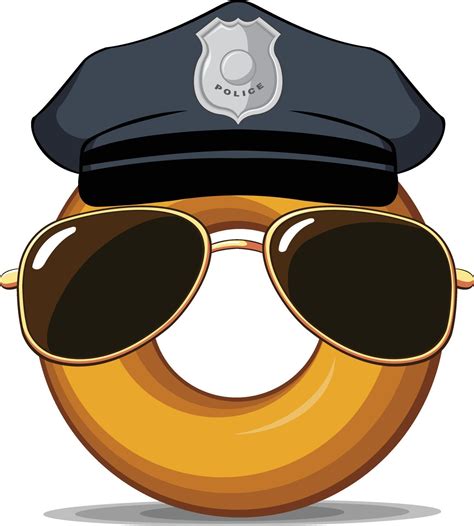 Donut Police Officer Sunglasses Doughnut Cartoon Vector Drawing 2181746