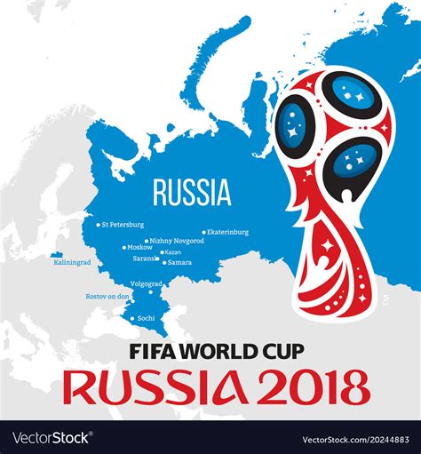 russia world cup 2018 with map and royalty free vector image